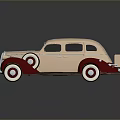 Vintage Cream And Red Sedan Car With Classic Design On