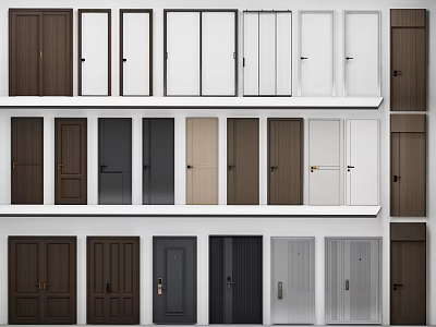 Modern Stylish Hinged Doors In Various Designs And Materials For Home Use 3d model