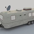 Vintage Travel Trailer With Ladder Awning And Satellite Dish