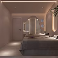 Modern Spa Sauna Interior Design With Massage Beds Green Plants And Soft Lighting