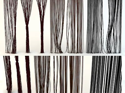 Various Curtain Styles With Textured Fabrics And Different Color Options For Home Decor 3d model