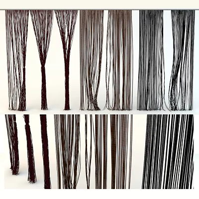 Various Curtain Styles With Textured Fabrics And Different Color Options For Home Decor 3d model