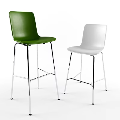 Modern Green And White Bar Stools With Sleek Metal Legs For Contemporary Spaces 3d model