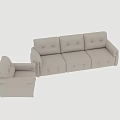 Modern Three Seater Sofa With Light Gray Fabric Tufted Design And Armrests 3d model