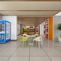 Modern Supermarket Grocery Store Interior With Product Shelves Snacks Drinks And Checkout Counter
