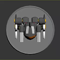 Mechanical Dog Shaped Weapon With Dual Cannons Gray Black Orange Yellow 3D Model On Base