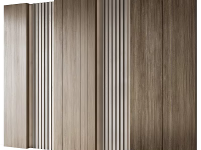 Modern Wooden Wall with Vertical Stripes and Natural Wood Texture for Interior 3d model