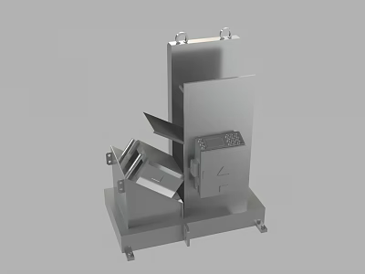 Stainless Steel Industrial Equipment With Stand Mounted Processing Unit And Feeding Chute 3d model