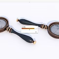 Vintage Hand Mirrors With Black Handles Wooden Frames Gold Accents And Patterned Surfaces