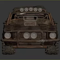 Rusty Modified Car With Roll Cage Roof Equipment And Off Road Tires