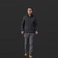 Man Standing In Black Background Wearing Dark Jacket And Gray Pants 3d model