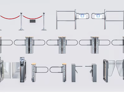 Public Facilities Including Various Turnstiles Security Barriers And Access Control Gates 3d model
