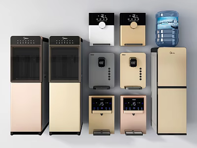 Modern Household Electrical Appliances With Various Styles Colors And Digital Displays 3d model