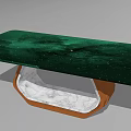 Luxurious Green Dining Table With Starry Pattern Top And Wooden Frame White Marble Base