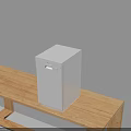 Bright Kitchen Setting With White Dishwasher Placed On Wooden Table And Light Colored Wall 3d model