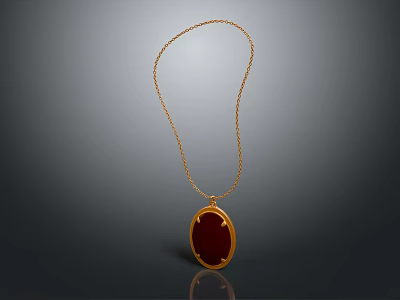 Stunning Gold Chain Necklace With Red Oval Gemstone Pendant Jewelry Design 3d model