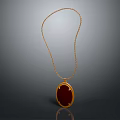 Stunning Gold Chain Necklace With Red Oval Gemstone Pendant Jewelry Design