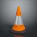 Worn Construction Building Site Traffic Cone With Orange Body Silver Reflective Stripes And Black Base