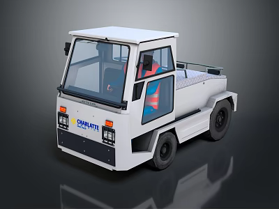 DAEWOO White Electric Cargo Truck With Cab And Open Cargo Bed 3d model