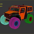 Electric Toy Red Off Road Vehicle With Large Tires And Black Accents