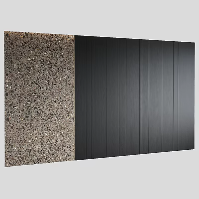 Contemporary Wall Design With Terrazzo Element And Black Vertical Panels 3d model
