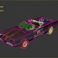 Vintage Convertible Car With Gray Body Red Accents Streamlined Design And Tail Fin