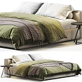 Cozy Bedroom Bed Design With Green Comforter White Pillows And Plaid Blanket