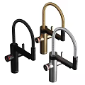 Elegant Black Modern Kitchen Faucet With Flexible Spout And Red Accent Controls