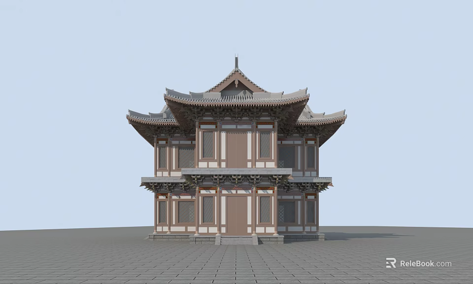 Traditional Chinese Ancient Architecture With Multi Layered Structure And Curved Eaves 3d model