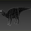 Realistic Striped Hadrosaur Dinosaur Standing Posture With Gray White Skin 3D Rendered