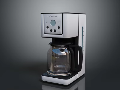 Modern White Black Cafe Maker With Glass Carafe And Control Panel Design 3d model
