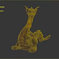 Game Movie Character Dragon Sitting With Horned Head Long Neck Flame And Scaled Body