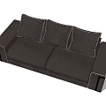 Modern Dark Brown Double Sofa With Three Cushions And White Stitching Detail Design 3d model