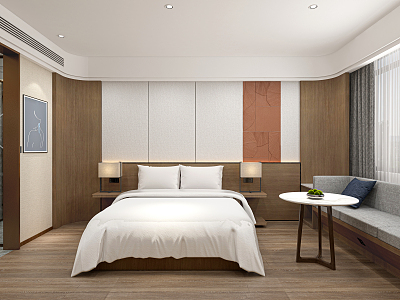 Modern Guest Room Hotel Big Bed Room 3d model