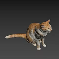 Playful Orange and White Cat Sitting with Tongue Out as Game and Movie Character
