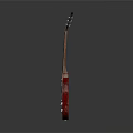 Red Electric Guitar Musical Instrument With Glossy Body And Wooden Neck Reflection