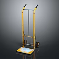 Yellow Hand Truck With Black Handles Two Wheels And Metal Platform Base
