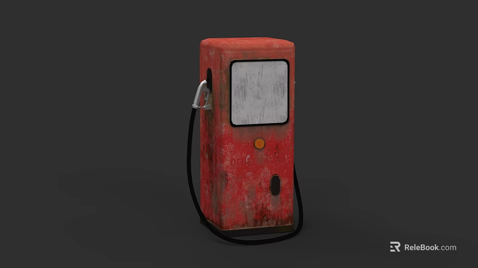 Vintage Red Rusty Gas Pump Design for Classic Car Fueling Station 3d model 