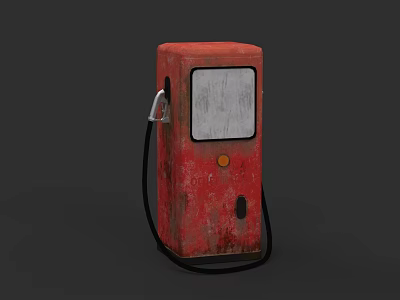 Vintage Red Rusty Gas Pump Design for Classic Car Fueling Station 3d model