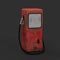 Vintage Red Rusty Gas Pump Design for Classic Car Fueling Station
