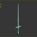 Ornate Metallic Sword Structure With Detailed Blade And Decorative Hilt