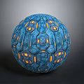 Futuristic Mechanical Blue Gate With Orange Glowing Lights And Intricate Textures