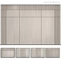 Modern Light Colored Wooden Wall Paneling With Vertical Stripes And Panel Combinations 3d model