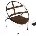 Modern Accent Chair With Circular Metal Frame Leather Straps Wooden Seat And Black Metal Legs