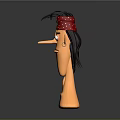 Cartoon Style Man With Red Bandana White Polka Dots Long Hair Surprised Expression
