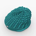 Green Knitted Beanie With Bobble Texture Ribbed Trim And Red Label 3d model