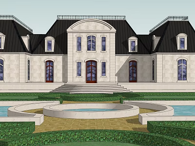 French Castle Clubhouse SU Model 3d model