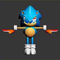 Blue Hedgehog Character With Yellow Belly Red Gloves And White Shoes Standing With Spread Arms