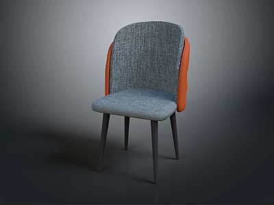 Modern Gray And Orange Fabric Chair With Slim Legs Upholstered Armrests Design 3d model