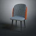 Modern Gray And Orange Fabric Chair With Slim Legs Upholstered Armrests Design